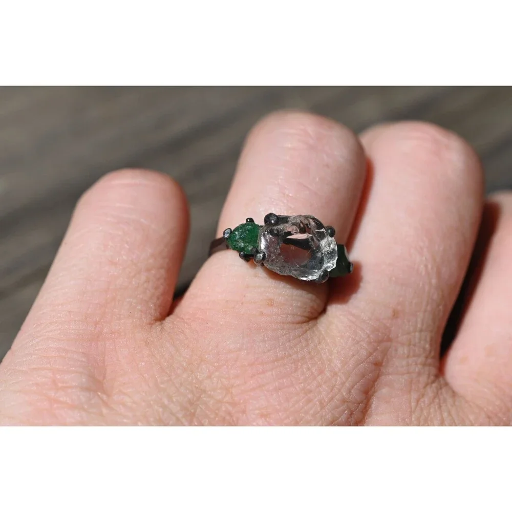 Engagement ring Emerald s, Natural Real and Raw, size 3 4 5 6 7 8 9 10 11 12